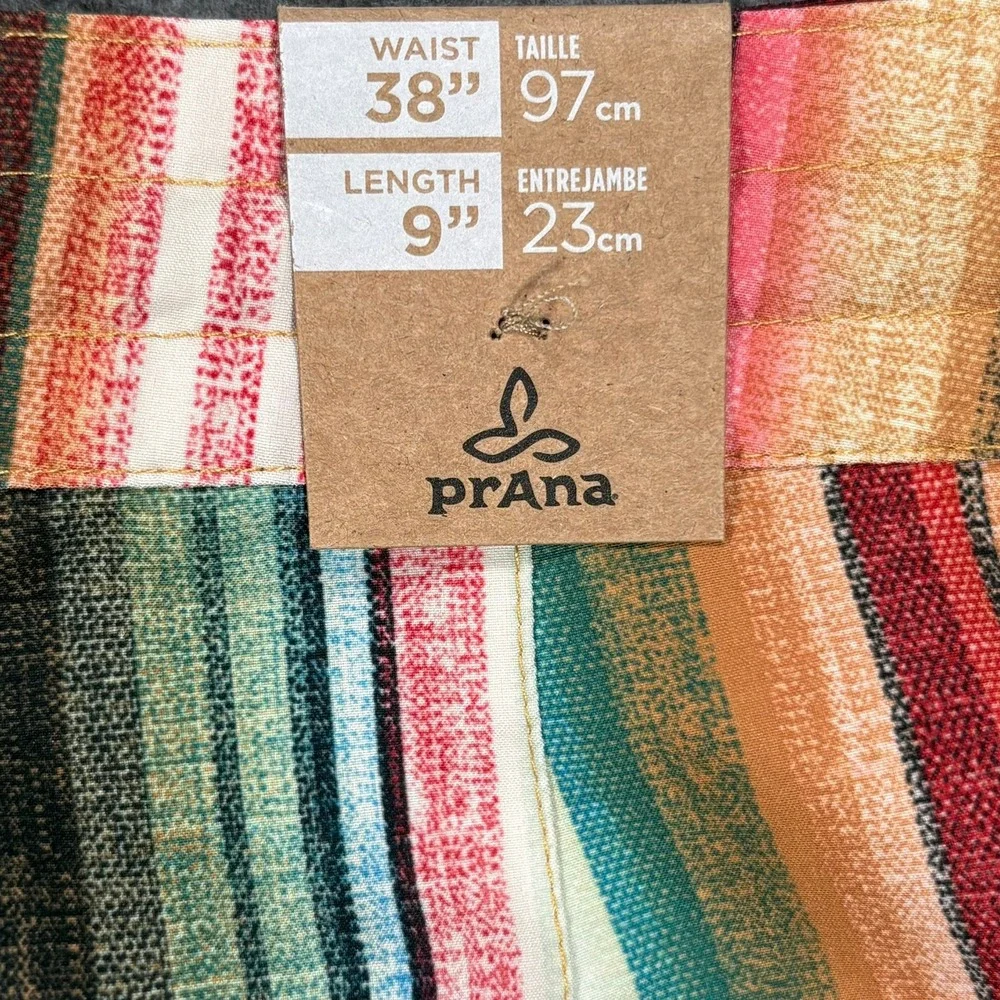Prana Fenton Board Shorts Mens 38 Baja Stripe Multi Color Recycled Stretch NWT